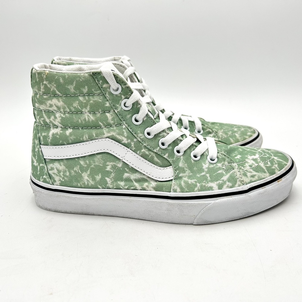Vans High Top Sneakers in Light Green Marble with White Stripe - Picture 1 of 10